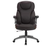 WOLTU Chaise de Bureau Ergonomique, Fauteuil de Direction avec Fonction de Basculement et Reversible Armrest, Convient aux Bureaux et aux Salles de Réunion, Lecture en Similicuir, Brun