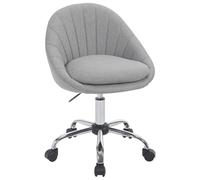 WOLTU Chaise de Bureau Ergonomique Pivotante - Siège Rembourré avec Double Coussin, Réglable en Hauteur - pour Bureau, Chambre, Coiffeuse - en Lin, Gris