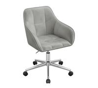 WOLTU Chaise Bureau, Chaise Coiffeuse, Ergonomique, Siège Rembourré et Pivotant, Hauteur Réglable, en Velours, Gris Clair, BS145hgr
