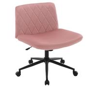 WOLTU Chaise de Bureau sans Accoudoir, Chaise de Bureau Ergonomique, Chaise Coiffeuse, Chaise à Roulette, Siège Pivotant en Velours, Hauteur Réglable, Rose BS160rs