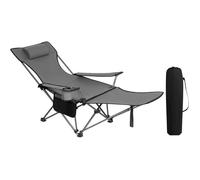 WOLTU Chaise de Camping,avec Appui-tête, Porte-gobelet, Poche de Rangement, Sac de Transport, Charge 150 kg, Gris CPS8148gr