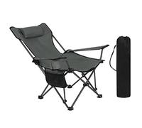 WOLTU Chaise de Camping Fauteuil de Pêche Pliable avec Appui-tête, Porte-gobelet, Poche de Rangement, Sac de Transport pour Randonnée, Pique-Nique, Charge 150 kg, Gris