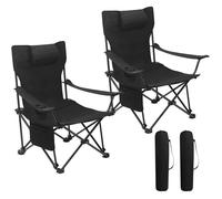 WOLTU Chaise de Camping Pliante, Lot de 2, Chaise de Pêche Dossier Réglable, Chaise Pliable Légère et Portable pour Pique-Nique, Plage, Randonnée Noir