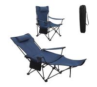 WOLTU Chaise de Camping Pliante avec Repose-Pied Amovible, Bleu