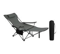 WOLTU Chaise de Camping Pliante, Fauteuil de Pêche avec Repose-Pied et Appui-tête Amovible, Sac de Transport, pour Activités en Plein Air, Gris