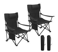 WOLTU Chaise de Camping Pliante, Lot de 2, Chaise de Pêche Dossier Réglable, Chaise Pliable Légère et Portable pour Pique-Nique, Plage, Randonnée Noir