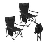 WOLTU Chaise de Camping Pliante, Lot de 2, Dossier Réglable, Noir | Chaise de Pêche, Légère et Portable pour Pique-Nique, Plage, Randonnée