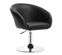 WOLTU Chaise de Coiffeuse, avec Dossier, en PU, Noir | Fauteuil Coiffeuse, Tabouret de Bar Bas 56-62cm, Réglable en Hauteur, Pivotante, Siège Maquillage pour Salon