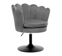 WOLTU Chaise de Coiffeuse, Fauteuil en Forme de Fleur avec Siège Rembourré, Pivotant 360°, en Velours pour Chambre à Coucher, Salon, Hauteur Réglable 43-55cm, Gris foncé, BH420dgr-
