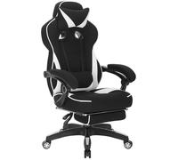WOLTU Chaise de Gaming, Fauteuil de bureau avec appuie-tête et repose-pieds, siège en tissu, Blanc