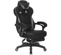 WOLTU Chaise de Gaming, Fauteuil de bureau avec appuie-tête et repose-pieds, siège en tissu, Girs