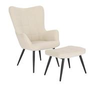 WOLTU Chaise de Relaxation, Repose Pieds, Fauteuil Relaxant, Blanc Crème