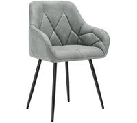WOLTU Chaise de Salle à Manger, Chaise de Cuisine Rembourrée en Simili Cuir Vintage, Pieds en Métal, Gris W0ATT0544-1
