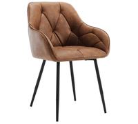 WOLTU Chaise de Salle à Manger, Chaise de Cuisine Rembourrée en Simili Cuir Vintage, Pieds en Métal, Marron W0ATT0144-1