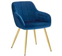 WOLTU Chaise de Salle à Manger, Chaise de Cuisine rembourrée en Velours,Or Pied en métal,Bleu BH232bl-1
