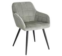 WOLTU Chaise de Salle à Manger, Chaise de Cuisine rembourrée en Velours, Pied en métal,Gris BH93gr-1