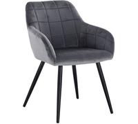 WOLTU Chaise de salle à manger en velours + métal, 43 x 49 x 81 cm Gris Foncé