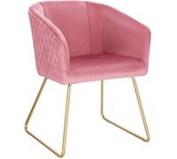 WOLTU 1x Chaise de Salle à Manger Moderne Chaise de Cuisine Fauteuil scandinave Chaise Coiffeuse, pour Salle de Séjour, Chambre à Coucher, Cuisine, en Velours et Doré métal Rose BH271rs-1