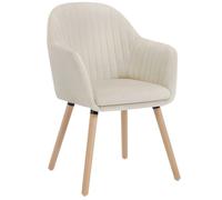 WOLTU Chaise de Salle à Manger en Velours Surface Pieds en Bois Massif,Chaise de Relax Chaise de Salon,Crème Blanc