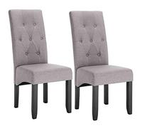 WOLTU Chaise de Salle à Manger Lot de 2, Chaises de Cuisine Rembourrées en Lin avec Pieds en Bois Massif, Gris Clair, BH106hgr-2