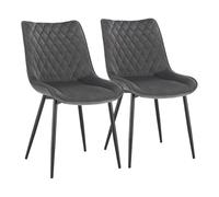 WOLTU Chaise de Salle à Manger Lot de 2, Chaises de Salon Scandinaves, pour Salle de Séjour, Chambre à Coucher, Cuisine, en Velours et Métal, Gris Foncé, BH209dgr-2