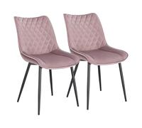 WOLTU Chaise de Salle à Manger Lot de 2, Chaises de Salon Scandinaves, pour Salle de Séjour, Chambre à Coucher, Cuisine, en Velours et Métal, Rose, BH209rs-2