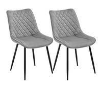 WOLTU Chaise de Salle à Manger Lot de 2, Chaises de Salon Scandinaves, pour Salle de Séjour, Chambre à Coucher, Cuisine, en Velours et Métal, Gris Clair, BH209hgr-2