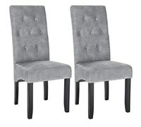 WOLTU Chaise de Salle à Manger Lot de 2,Velours,Gris Clair | Chaises de Cuisine Rembourrées avec Dossier Haut, Pieds en Bois Massif
