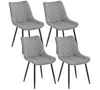 WOLTU Chaise de Salle à Manger Lot de 4, Chaises de Salon Scandinaves, pour Salle de Séjour, Chambre à Coucher, Cuisine, en Velours et Métal, Gris Clair BH209hgr-4