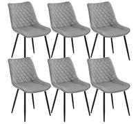 WOLTU Chaise de Salle à Manger Lot de 6, Chaises de Salon Scandinaves, pour Salle de Séjour, Chambre à Coucher, en Similicuir et Métal, Gris Clair, BH209hgr-6