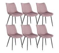 WOLTU Chaise de Salle à Manger Lot de 6, Chaises de Salon Scandinaves, pour Salle de Séjour, Chambre à Coucher, en Similicuir et Métal, Rose, BH209rs-6