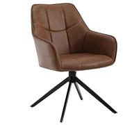 WOLTU Chaise de Salle à Manger Pivotante, Chaise de Cuisine Pivotante avec Pieds en Métal Noir, Fauteuil Rembourré avec Dossier, Similicuir Vintage, Marron Clair, EZS10hbr-1