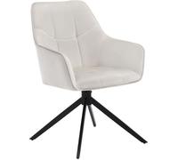 WOLTU Chaise de Salle à Manger Pivotantes, Fauteuils Rembourrés avec Dossier en Velours, Pieds en Métal, Crème W0ATT0178-1