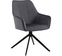WOLTU Chaise de Salle à Manger Pivotantes, Fauteuils Rembourrés avec Dossier en Velours, Pieds en Métal, Gris Foncé W0ATT0176-1
