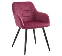WOLTU Chaise de salle à manger siège bien rembourré en velours, Chaise de cuisine, pieds en métal, Bordeaux