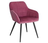 WOLTU Chaise de salle à manger siège bien rembourré en velours, Chaise de cuisine, pieds en métal, Bordeaux