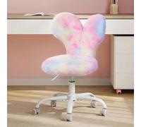 WOLTU Chaise Enfant en Peluche, Chaise à roulettes avec Dossier en Forme d'oreilles Lapin, Hauteur d'Assise Réglable de 41-50,5 cm, pour Chambre, Rose Multicolore