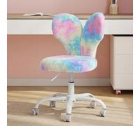 WOLTU Chaise Enfant en Peluche, Chaise à roulettes, Bleu Multicolore | avec Dossier en Forme d'oreilles Lapin, Hauteur d'Assise Réglable de 41-50,5 cm, pour Chambre