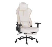 WOLTU Chaise Gaming,Chaise Bureau Ergonomique,Accoudoirs Réglables 2D,Beige