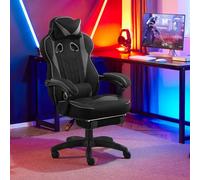 WOLTU Chaise Gaming, Chaise Bureau Ergonomique en Tissu, Fauteuil Gaming avec Repose-Pieds, Pivotante Grand Dos & Grand Siège pour Personne Lourde, Livestream Siege Gamer, Gris