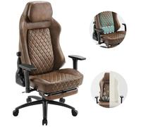 WOLTU Chaise Gaming, Chaise de Bureau en Similicuir, Coussin de Tête et Support Lombaire Intégré, Inclinable, Brun W0ATT0530