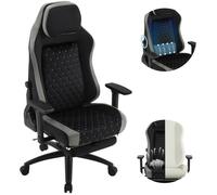 WOLTU Chaise Gaming, Chaise de Bureau en Velours, Coussin de Tête et Support Lombaire Intégré, Inclinable, Noir+Gris W0ATT0528