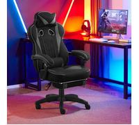 WOLTU Chaise Gaming en Tissu élastique, Fauteuil Ergonomique, avec Coussin Lombaire, Appui-Tête et Repose-Pieds, Gris W0ATT0334