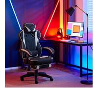 WOLTU Chaise Gaming en Tissu Leathaire, Fauteuil Ergonomique, avec Coussin Lombaire, Appui-Tête et Repose-Pieds, Gris W0ATT0336