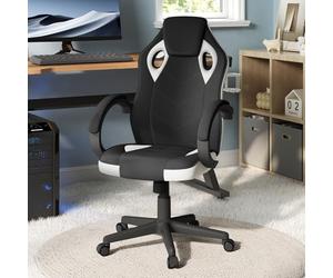 WOLTU Chaise Gaming,Enfant et Chaise Bureau,Respirant en Tissu,Noir+Blanc | Design Ergonomique, Réglable en Hauteur, Pivotante à 360°