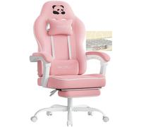 WOLTU Chaise Gaming, Fauteuil Gaming, avec Coussin à Ressorts Ensachés, Chaise Ergonomique, Charge 150kg, Appui-tête, Support Lombaire, Repose-Pieds, Tissu Maille, Rose