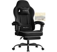 WOLTU Chaise Gaming, Fauteuil Gaming, avec Coussin à Ressorts Ensachés, Chaise Ergonomique, Charge 150kg, Appui-tête, Support Lombaire, Repose-Pieds, Tissu Maille, Noir, GS11sz