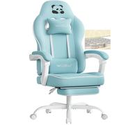WOLTU Chaise Gaming, Fauteuil Gaming, avec Coussin à Ressorts Ensachés, Chaise Ergonomique, Charge 150kg, Appui-tête, Support Lombaire, Repose-Pieds, Tissu Maille, Bleu Clair, GS16hbl
