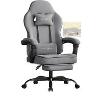 WOLTU Chaise Gaming, Fauteuil Gaming, avec Coussin à Ressorts Ensachés, Chaise Ergonomique, Charge 150kg, Appui-tête, Support Lombaire, Repose-Pieds, Tissu Maille, Gris, GS11gr