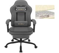 WOLTU Chaise Gaming, Fauteuil Gaming, Coussin à Ressorts Ensachés, Support Lombaire, Tissu Technique, Gris W0ATT0612